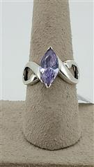 Purple Stone Lady's Silver & Stone Ring 925 Silver 3.04g Size:5